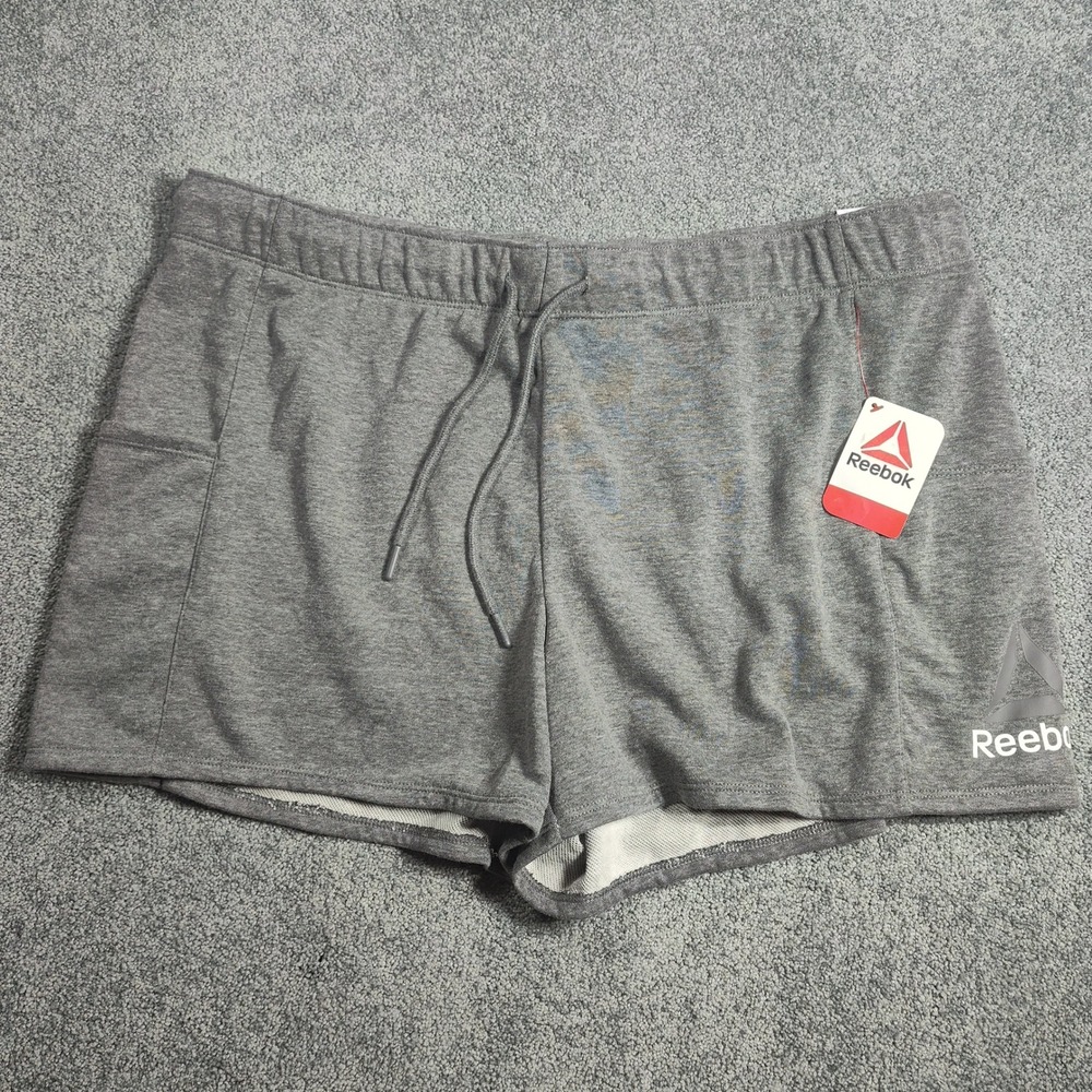 Reebok Women's XXL Gray Knit Lounge Shorts Activewear Drawstring Pockets